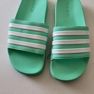 Adidas Adilette Shower K Sliders Turquoise/white strips